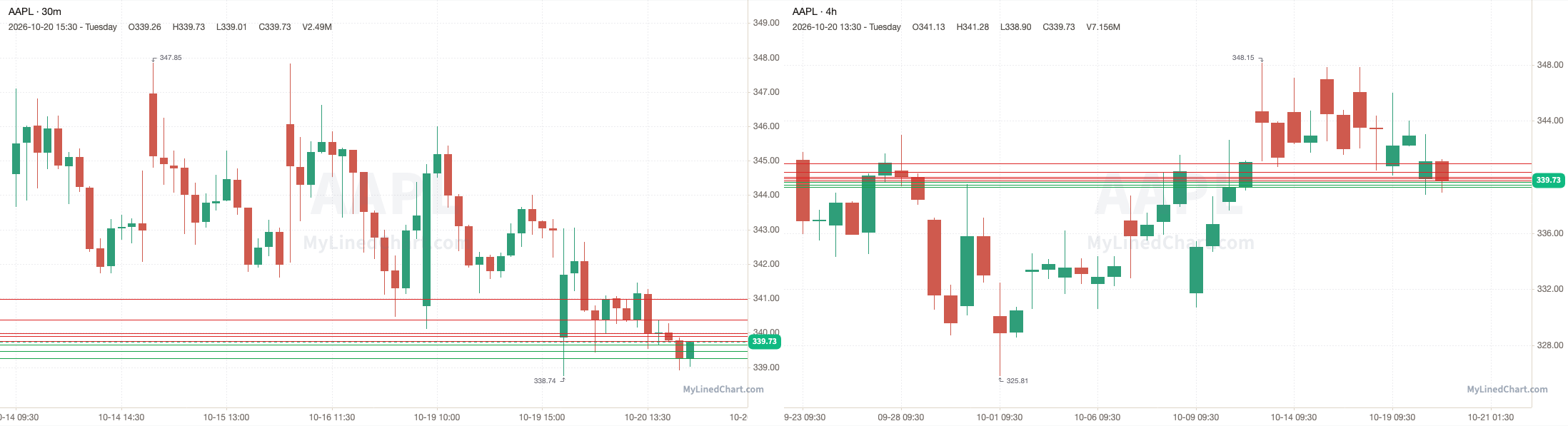 AAPL October 21st levels chart